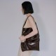 Cowhide one-shoulder, pleated large bag tote bag - Memoo.com